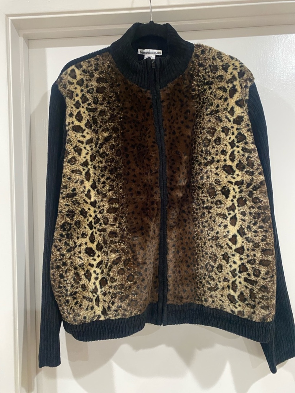 Serengeti Black Jacket with Leopard Print Front